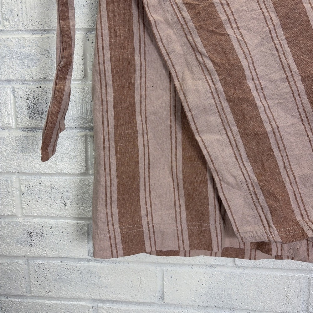 Free People Tuscan Sunrise Skirt Womens 8 Mauve Pink Stripe Linen Blend - Picture 2 of 10